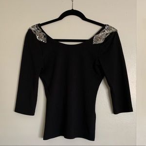 H&M black blouse with sequins